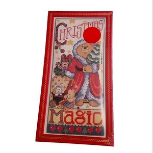 Vintage - Shelly Rasche Christmas Magic  Cross Stitch with Frame‎ 6" x 12"